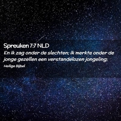 Picture 02 - Spreuken 7:7 NLD - En ik zag onder de slechten; ik merkte onder de - Bible Verse Picture
