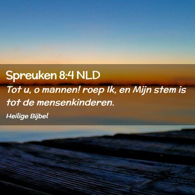 Picture 02 - Spreuken 8:4 NLD - Tot u, o mannen! roep Ik, en Mijn stem is tot de - Bible Verse Picture