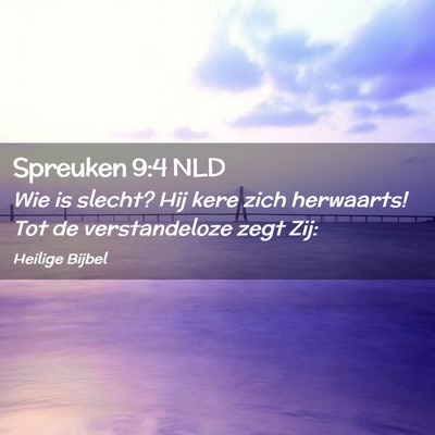 Picture 02 - Spreuken 9:4 NLD - Wie is slecht? Hij kere zich herwaarts! Tot de - Bible Verse Picture