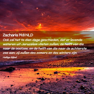 Picture 02 - Zacharia 14:8 NLD - Ook zal het te dien dage geschieden, dat er - Bible Verse Picture