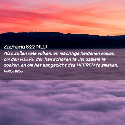 Picture 02 - Zacharia 8:22 NLD - Alzo zullen vele volken, en machtige heidenen - Bible Verse Picture