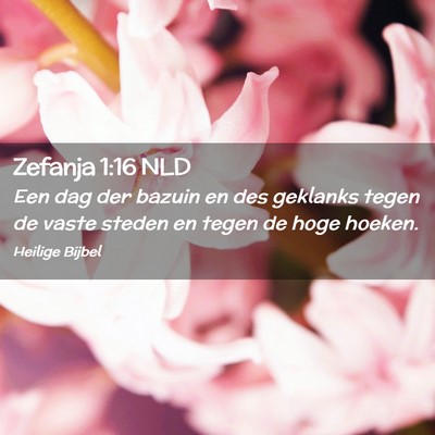 Picture 02 - Zefanja 1:16 NLD - Een dag der bazuin en des geklanks tegen de vaste - Bible Verse Picture