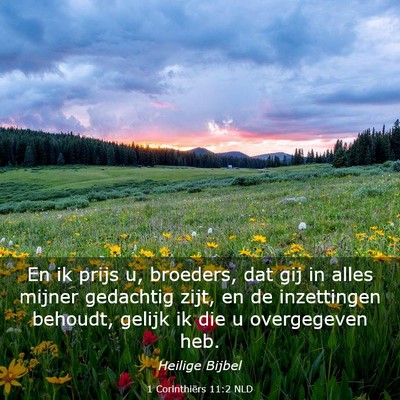Picture 03 - 1 Corinthiërs 11:2 NLD - En ik prijs u, broeders, dat gij in alles mijner - Bible Verse Picture