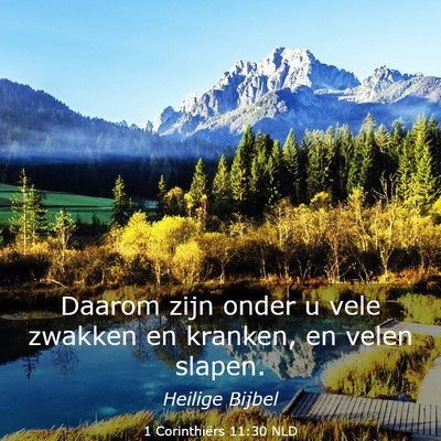 Picture 03 - 1 Corinthiërs 11:30 NLD - Daarom zijn onder u vele zwakken en kranken, en - Bible Verse Picture