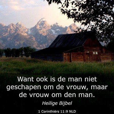 Picture 03 - 1 Corinthiërs 11:9 NLD - Want ook is de man niet geschapen om de vrouw, - Bible Verse Picture