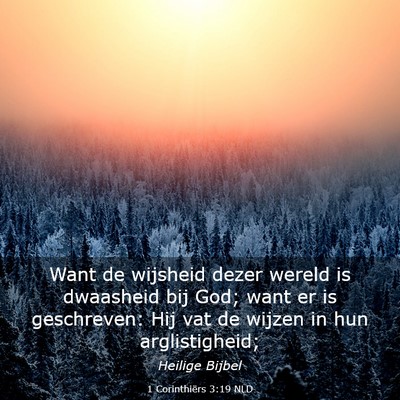 Picture 03 - 1 Corinthiërs 3:19 NLD - Want de wijsheid dezer wereld is dwaasheid bij - Bible Verse Picture