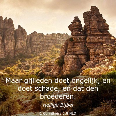 Picture 03 - 1 Corinthiërs 6:8 NLD - Maar gijlieden doet ongelijk, en doet schade, en - Bible Verse Picture