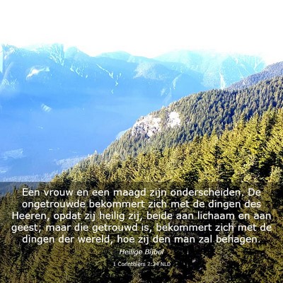 Picture 03 - 1 Corinthiërs 7:34 NLD - Een vrouw en een maagd zijn onderscheiden. De - Bible Verse Picture