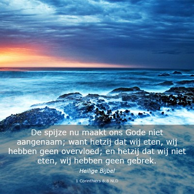 Picture 03 - 1 Corinthiërs 8:8 NLD - De spijze nu maakt ons Gode niet aangenaam; want - Bible Verse Picture