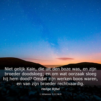 Picture 03 - 1 Johannes 3:12 NLD - Niet gelijk Kain, die uit den boze was, en zijn - Bible Verse Picture