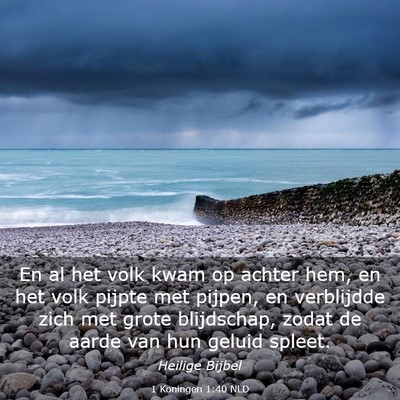 Picture 03 - 1 Koningen 1:40 NLD - En al het volk kwam op achter hem, en het volk - Bible Verse Picture