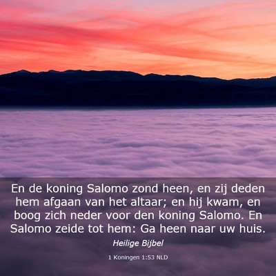 Picture 03 - 1 Koningen 1:53 NLD - En de koning Salomo zond heen, en zij deden hem - Bible Verse Picture