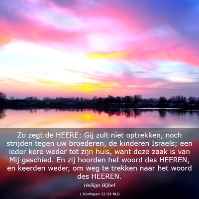 Picture 03 - 1 Koningen 12:24 NLD - Zo zegt de HEERE: Gij zult niet optrekken, noch - Bible Verse Picture