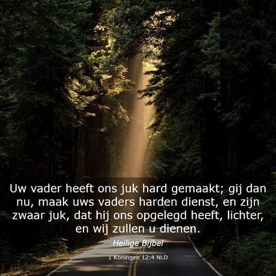 Picture 03 - 1 Koningen 12:4 NLD - Uw vader heeft ons juk hard gemaakt; gij dan nu, - Bible Verse Picture