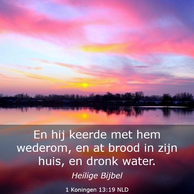 Picture 03 - 1 Koningen 13:19 NLD - En hij keerde met hem wederom, en at brood in - Bible Verse Picture