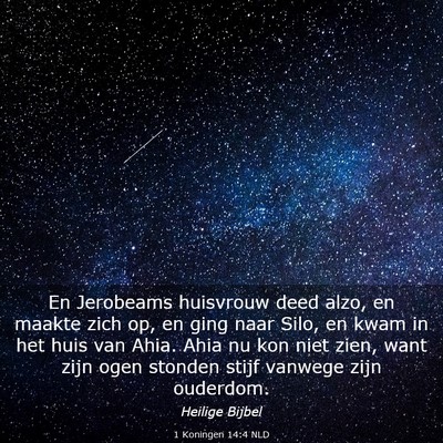 Picture 03 - 1 Koningen 14:4 NLD - En Jerobeams huisvrouw deed alzo, en maakte zich - Bible Verse Picture