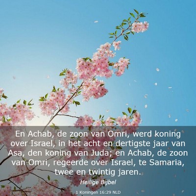 Picture 03 - 1 Koningen 16:29 NLD - En Achab, de zoon van Omri, werd koning over - Bible Verse Picture