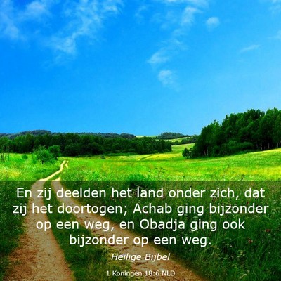 Picture 03 - 1 Koningen 18:6 NLD - En zij deelden het land onder zich, dat zij het - Bible Verse Picture