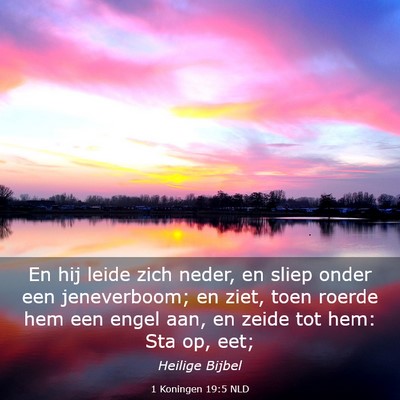 Picture 03 - 1 Koningen 19:5 NLD - En hij leide zich neder, en sliep onder een - Bible Verse Picture