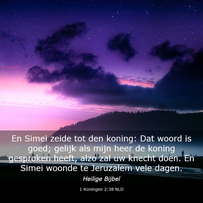 Picture 03 - 1 Koningen 2:38 NLD - En Simei zeide tot den koning: Dat woord is goed; - Bible Verse Picture