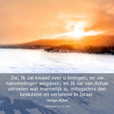 Picture 03 - 1 Koningen 21:21 NLD - Zie, Ik zal kwaad over u brengen, en uw - Bible Verse Picture