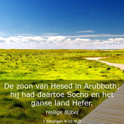 Picture 03 - 1 Koningen 4:10 NLD - De zoon van Hesed in Arubboth; hij had daartoe - Bible Verse Picture