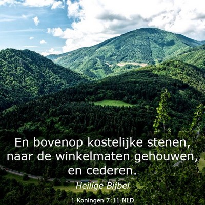 Picture 03 - 1 Koningen 7:11 NLD - En bovenop kostelijke stenen, naar de winkelmaten - Bible Verse Picture