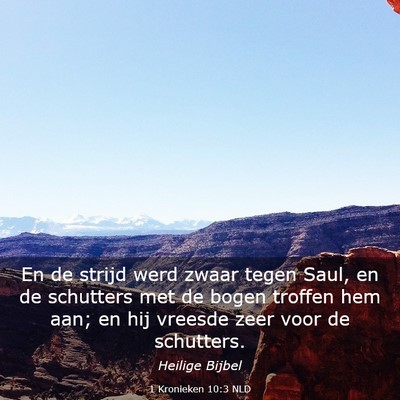 Picture 03 - 1 Kronieken 10:3 NLD - En de strijd werd zwaar tegen Saul, en de - Bible Verse Picture