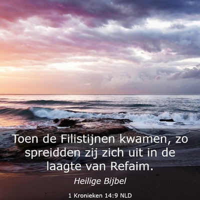Picture 03 - 1 Kronieken 14:9 NLD - Toen de Filistijnen kwamen, zo spreidden zij zich - Bible Verse Picture
