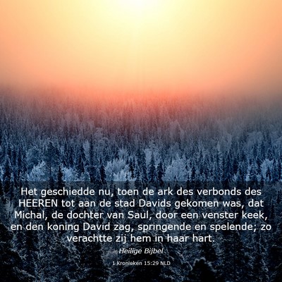 Picture 03 - 1 Kronieken 15:29 NLD - Het geschiedde nu, toen de ark des verbonds des - Bible Verse Picture