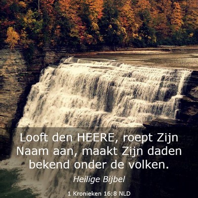 Picture 03 - 1 Kronieken 16:8 NLD - Looft den HEERE, roept Zijn Naam aan, maakt Zijn - Bible Verse Picture