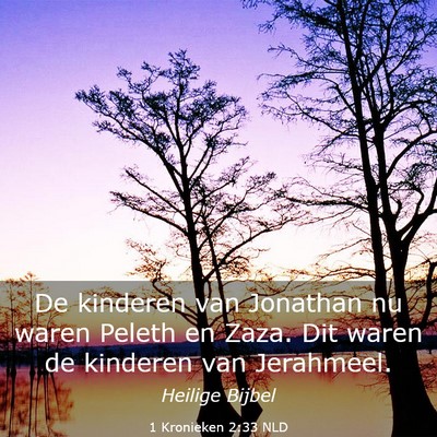Picture 03 - 1 Kronieken 2:33 NLD - De kinderen van Jonathan nu waren Peleth en Zaza. - Bible Verse Picture