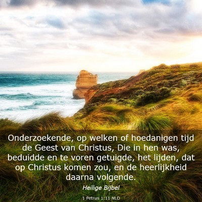 Picture 03 - 1 Petrus 1:11 NLD - Onderzoekende, op welken of hoedanigen tijd de - Bible Verse Picture