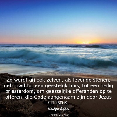 Picture 03 - 1 Petrus 2:5 NLD - Zo wordt gij ook zelven, als levende stenen, - Bible Verse Picture