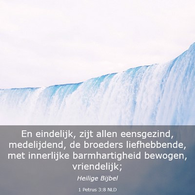 Picture 03 - 1 Petrus 3:8 NLD - En eindelijk, zijt allen eensgezind, medelijdend, - Bible Verse Picture