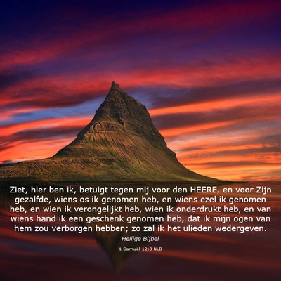 Picture 03 - 1 Samuël 12:3 NLD - Ziet, hier ben ik, betuigt tegen mij voor den - Bible Verse Picture