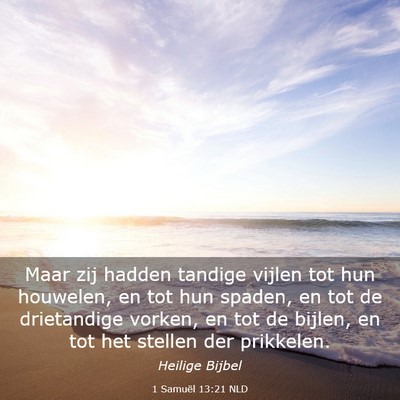 Picture 03 - 1 Samuël 13:21 NLD - Maar zij hadden tandige vijlen tot hun houwelen, - Bible Verse Picture
