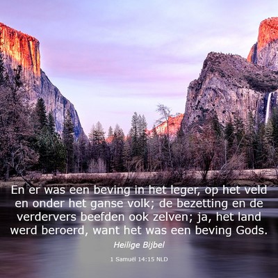 Picture 03 - 1 Samuël 14:15 NLD - En er was een beving in het leger, op het veld en - Bible Verse Picture