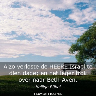 Picture 03 - 1 Samuël 14:23 NLD - Alzo verloste de HEERE Israel te dien dage; en - Bible Verse Picture