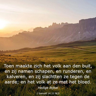 Picture 03 - 1 Samuël 14:32 NLD - Toen maakte zich het volk aan den buit, en zij - Bible Verse Picture