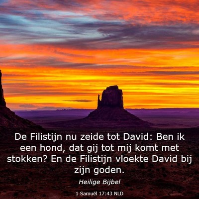 Picture 03 - 1 Samuël 17:43 NLD - De Filistijn nu zeide tot David: Ben ik een hond, - Bible Verse Picture