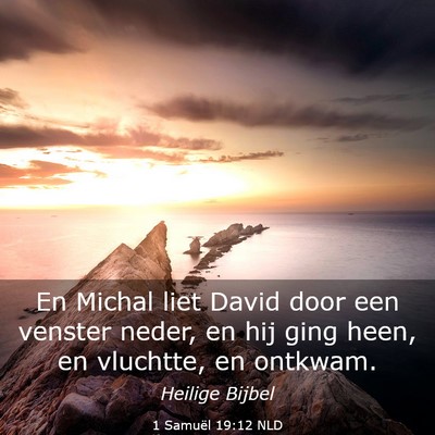 Picture 03 - 1 Samuël 19:12 NLD - En Michal liet David door een venster neder, en - Bible Verse Picture