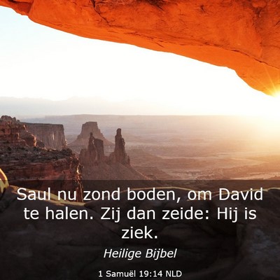 Picture 03 - 1 Samuël 19:14 NLD - Saul nu zond boden, om David te halen. Zij dan - Bible Verse Picture