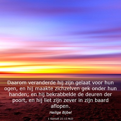 Picture 03 - 1 Samuël 21:13 NLD - Daarom veranderde hij zijn gelaat voor hun ogen, - Bible Verse Picture