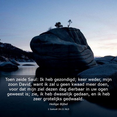 Picture 03 - 1 Samuël 26:21 NLD - Toen zeide Saul: Ik heb gezondigd; keer weder, - Bible Verse Picture