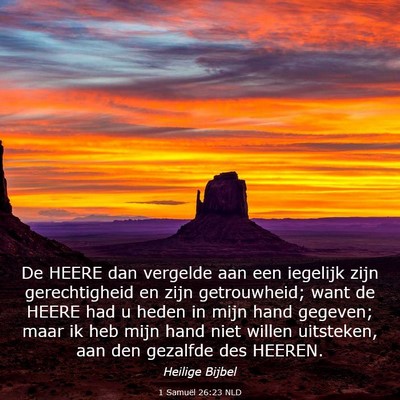 Picture 03 - 1 Samuël 26:23 NLD - De HEERE dan vergelde aan een iegelijk zijn - Bible Verse Picture
