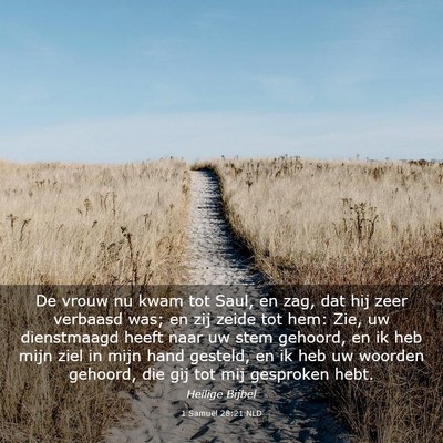 Picture 03 - 1 Samuël 28:21 NLD - De vrouw nu kwam tot Saul, en zag, dat hij zeer - Bible Verse Picture