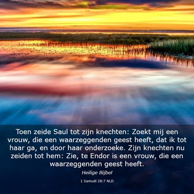 Picture 03 - 1 Samuël 28:7 NLD - Toen zeide Saul tot zijn knechten: Zoekt mij een - Bible Verse Picture