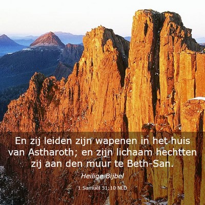 Picture 03 - 1 Samuël 31:10 NLD - En zij leiden zijn wapenen in het huis van - Bible Verse Picture