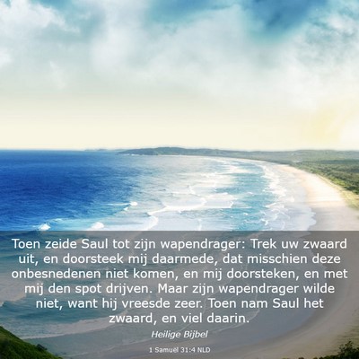 Picture 03 - 1 Samuël 31:4 NLD - Toen zeide Saul tot zijn wapendrager: Trek uw - Bible Verse Picture